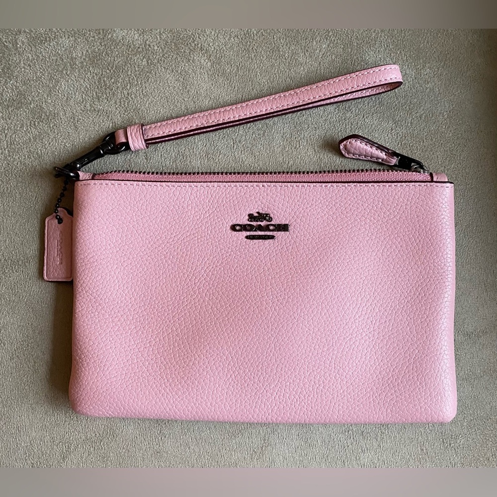Coach Wristlet in Pink Pebble Leather
